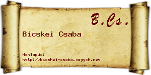 Bicskei Csaba névjegykártya